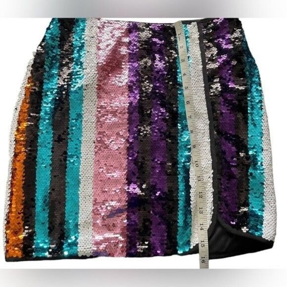 Jun & Ivy Womens Small Mini Skirt Colorful Sequin Stripe - Picture 1 of 5